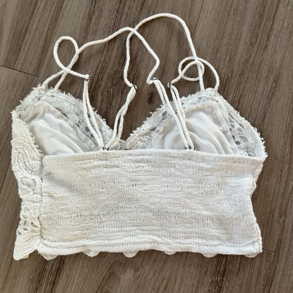Free People Vivette Lace Bra Top Womens Small White Boho Coastal Beachy Layer - Picture 7 of 12